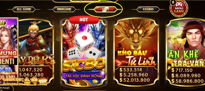 Sảnh các loại game bài đổi thưởng tại sảnh Slot game