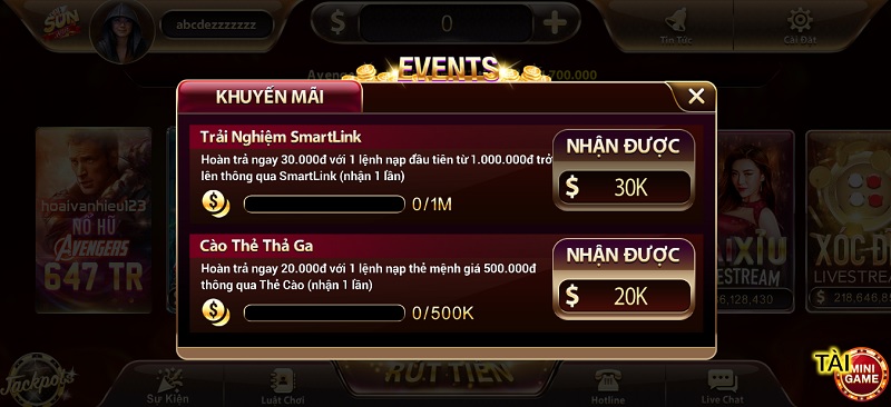 Nhận thêm 50K Xu khi làm nhiệm vụ nạp tiền vào cổng game Sunwin